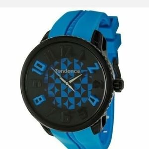 Tendence Round Gulliver Skull Hydrogen Men's Watch Black Blue - New w/tags